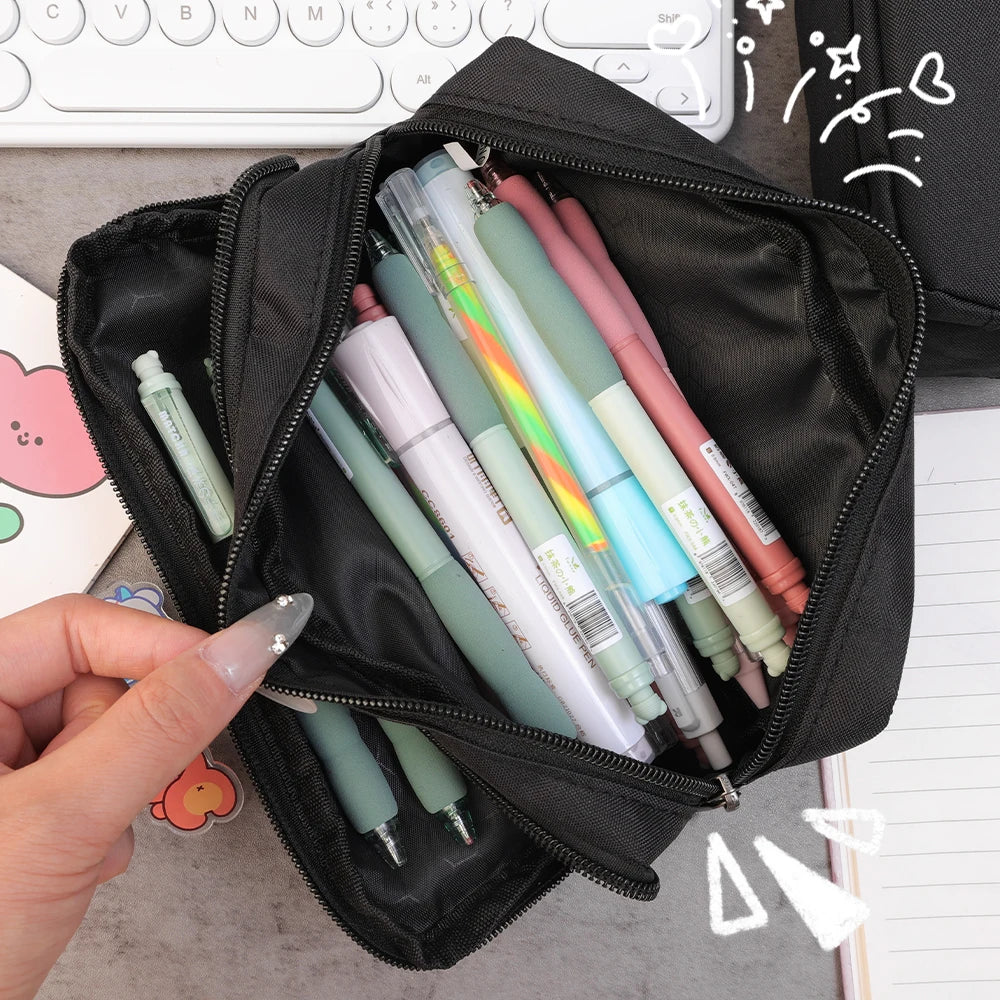 Large Capacity Black Stationery Case