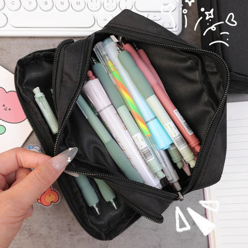 Large Capacity Black Stationery Case